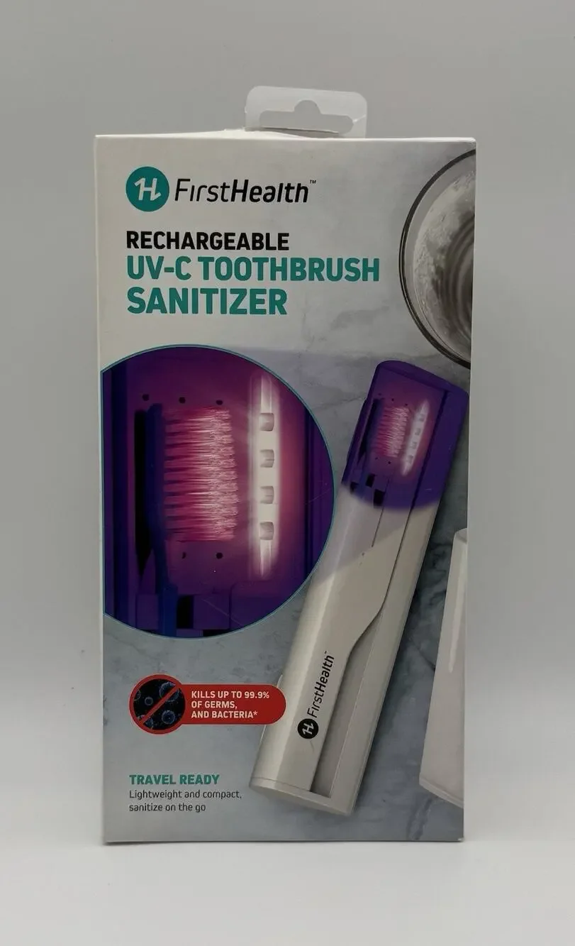FirstHealth Rechargeable UV-C Toothbrush Sanitizer Travel Case New
